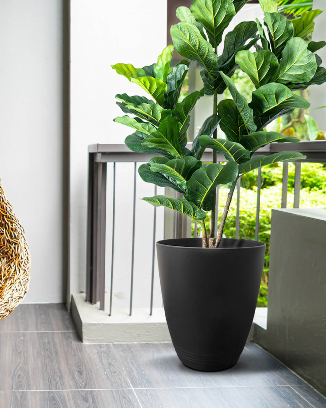 BABA ZEN GREY COLOUR FLOWER POT IN BALCONY DECORATION-1