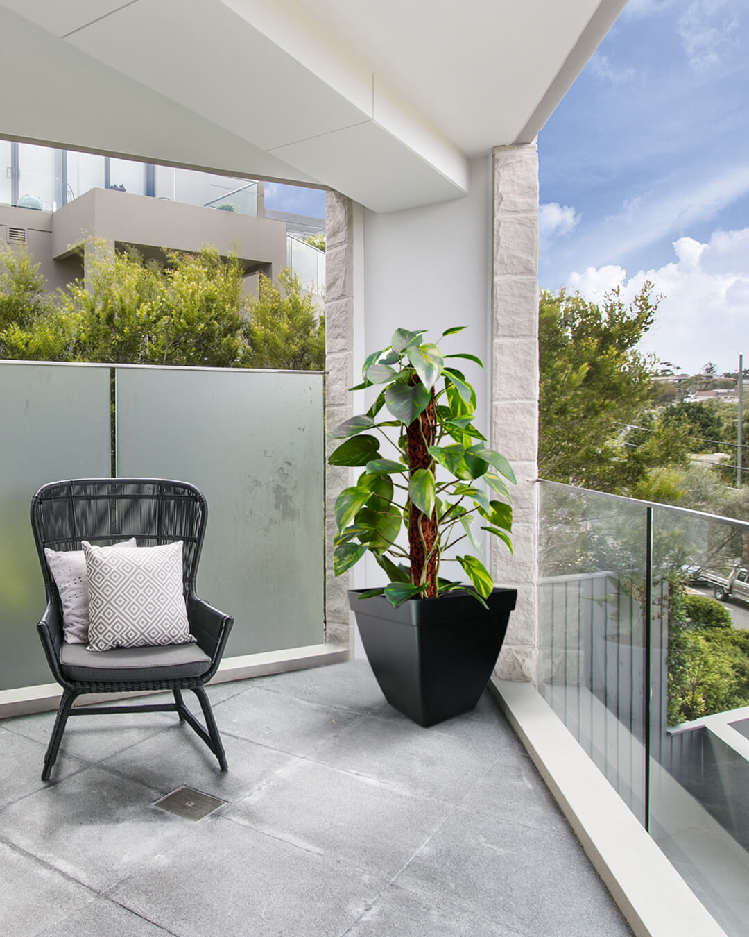 BABA ZEN GREY COLOUR SQUARE FLOWER POT IN BALCONY DECORATION-1