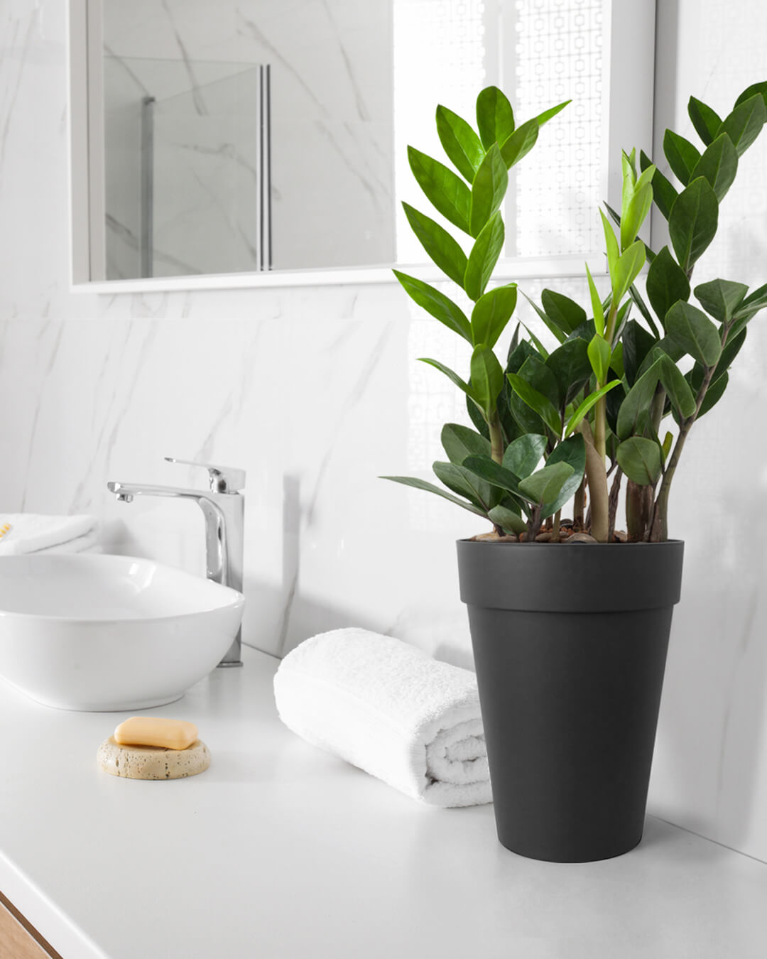 BABA ZEN GREY COLOUR TABLE TOP FLOWER POT IN BATHROOM-1