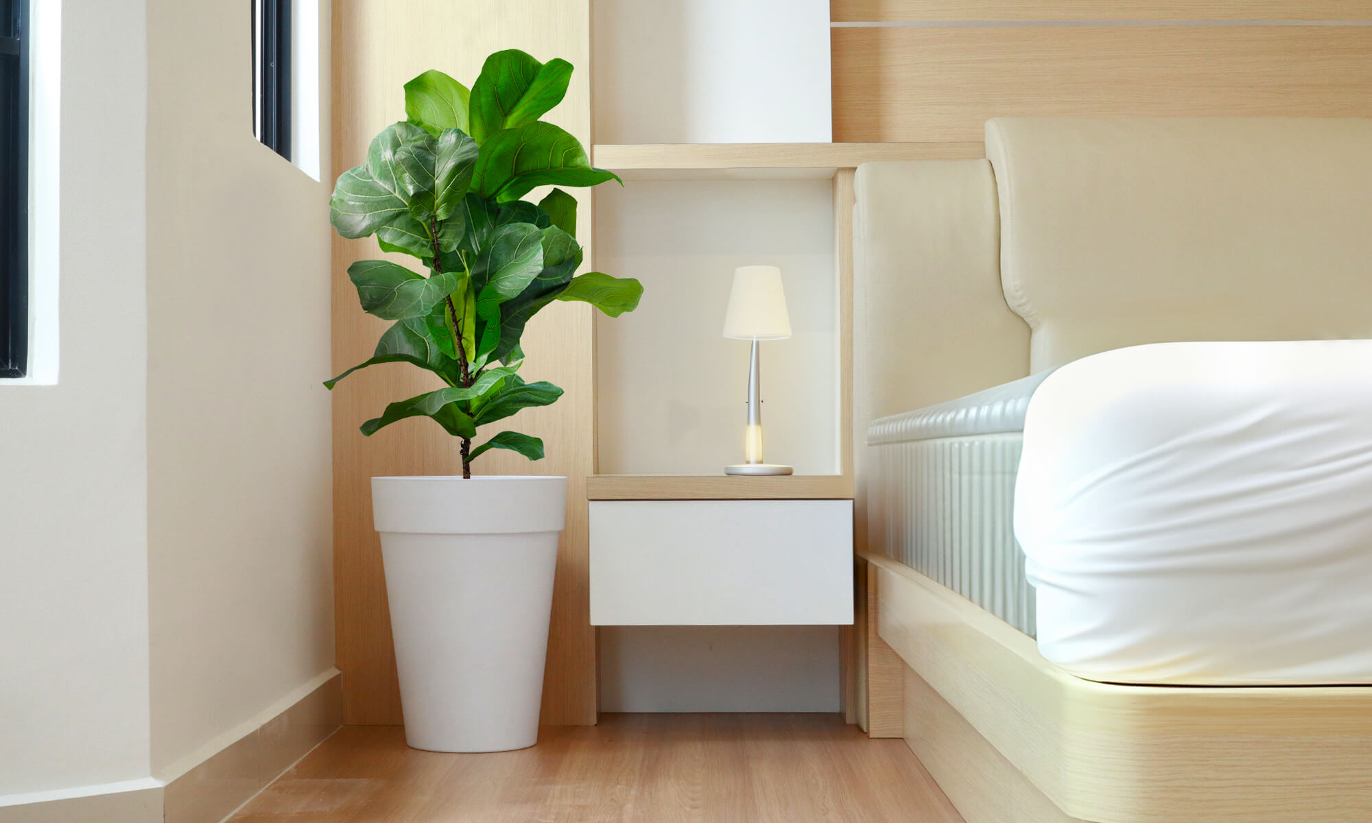 BABA WHITE COLOUR FLOWER POT IN BEDROOM DECORATION