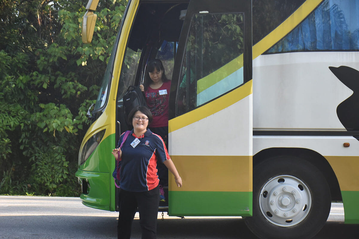 Participant travelling with bus