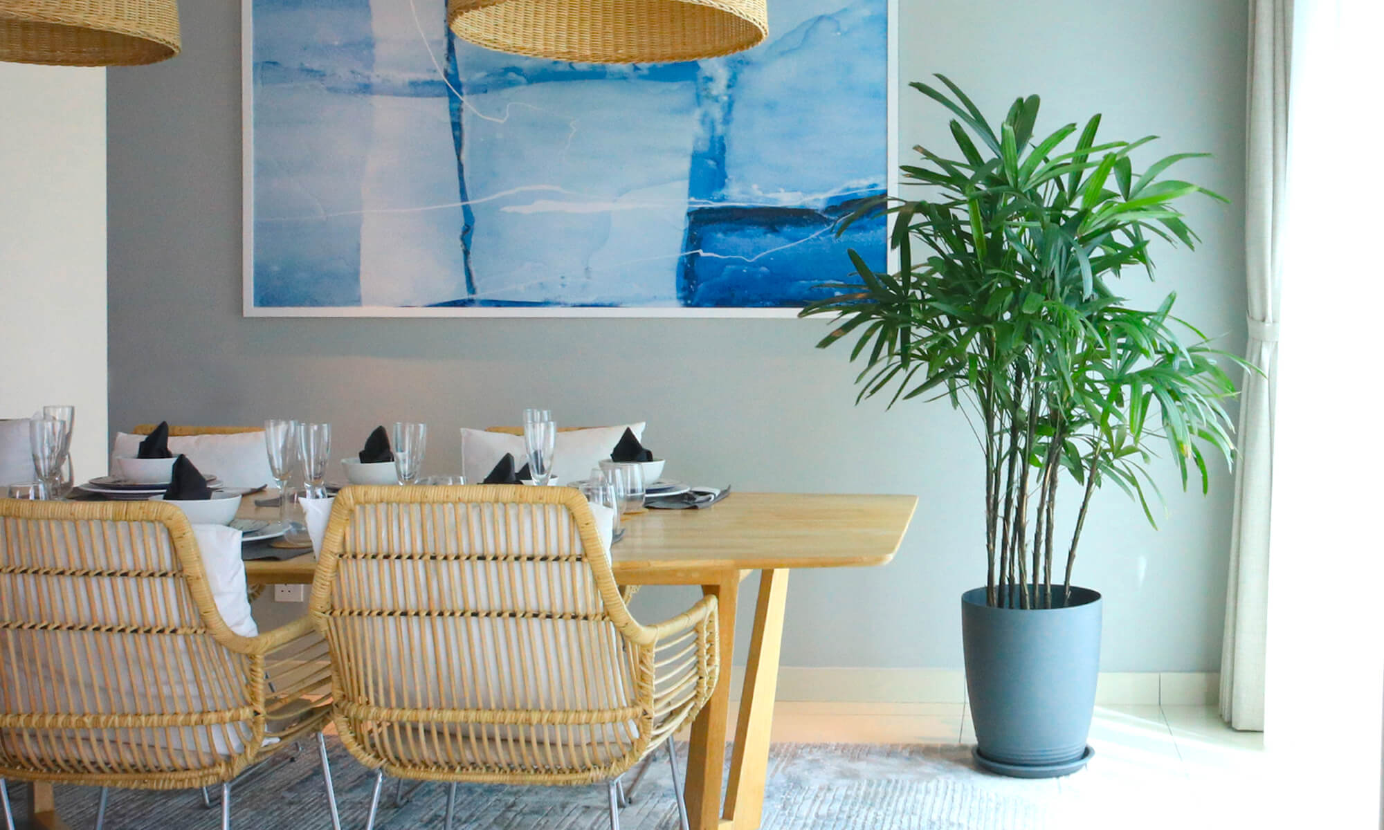 BABA CEMENT COLOUR FLOWER POT IN DINING ROOM DECORATION