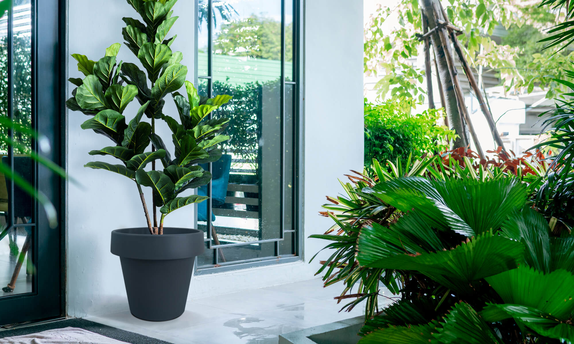 BABA ZEN GREY COLOUR FLOWER POT IN DOORSTEP DECORATION