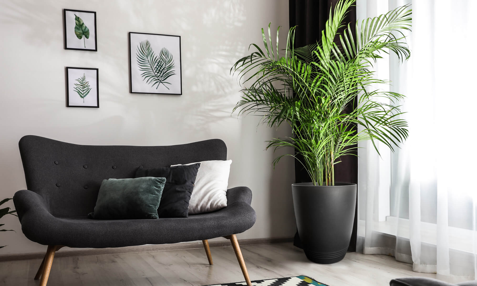 BABA ZEN GREY COLOUR FLOWER POT IN LIVING ROOM DECORATION