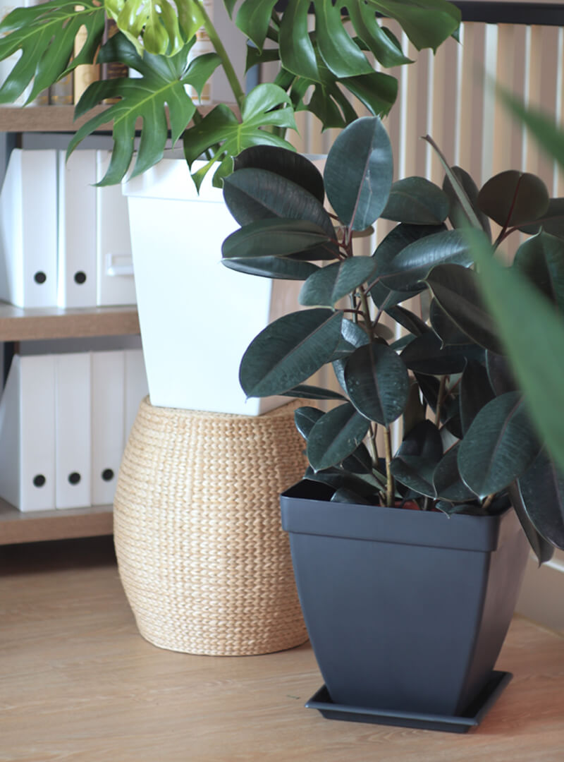 BABA ZEN GREY COLOUR SQUARE FLOWER POT DECORATION